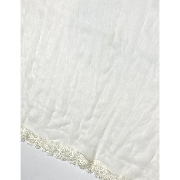 Vintage Real Silk Drapery Textile Fabric Sheer Off-White Lace Trim Runner Decor - Picture 8 of 9